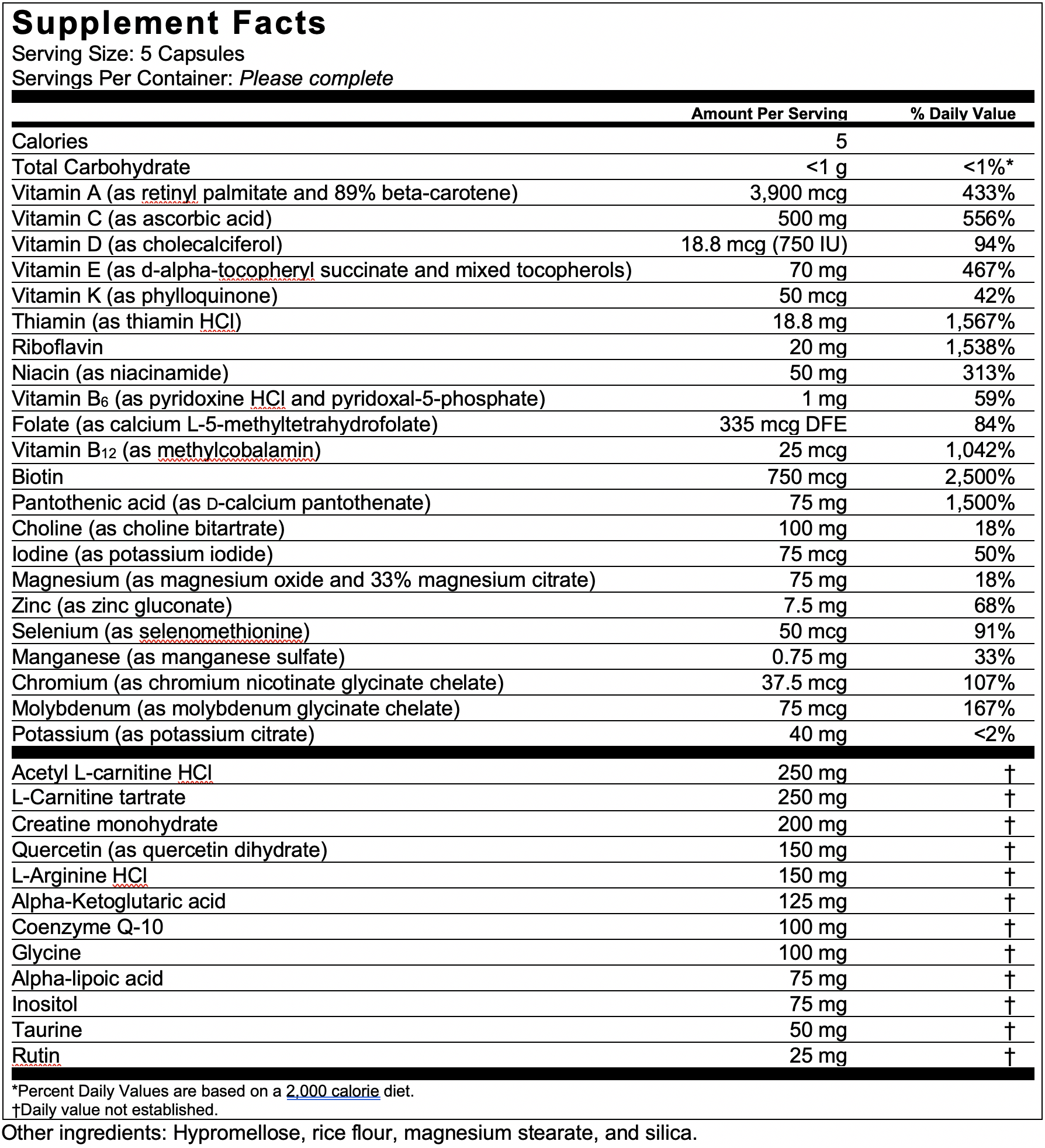 EnergyNeeds Ingredients